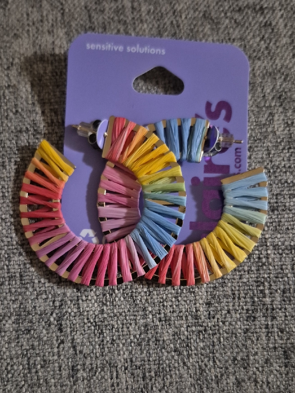 Colorblock Raffia Hoop Earrings - Multicolor
